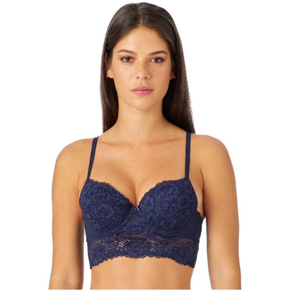 💜 Adored by Adore Me Women's Payal Longline Underwire Floral Lace Demi Cup Bra